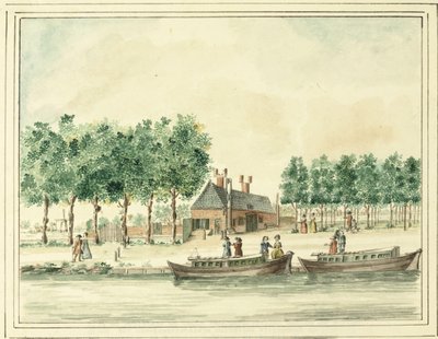 El Rin y Schiekade en Leiden dibujado por Jacob Timmermans de Jacob Timmermans